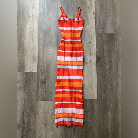 Fashion Nova Midi Dress Ribbed Stripe Dual Zipper Going Out - Picture 8 of 10